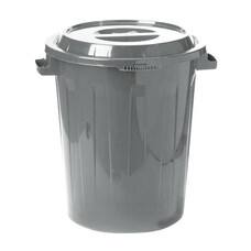 Контейнер 60 литров для мусора, БАК+КРЫШКА (высота 55 см, диаметр 48 см), серый, IDEA, М 2393/СЕРЫЙ