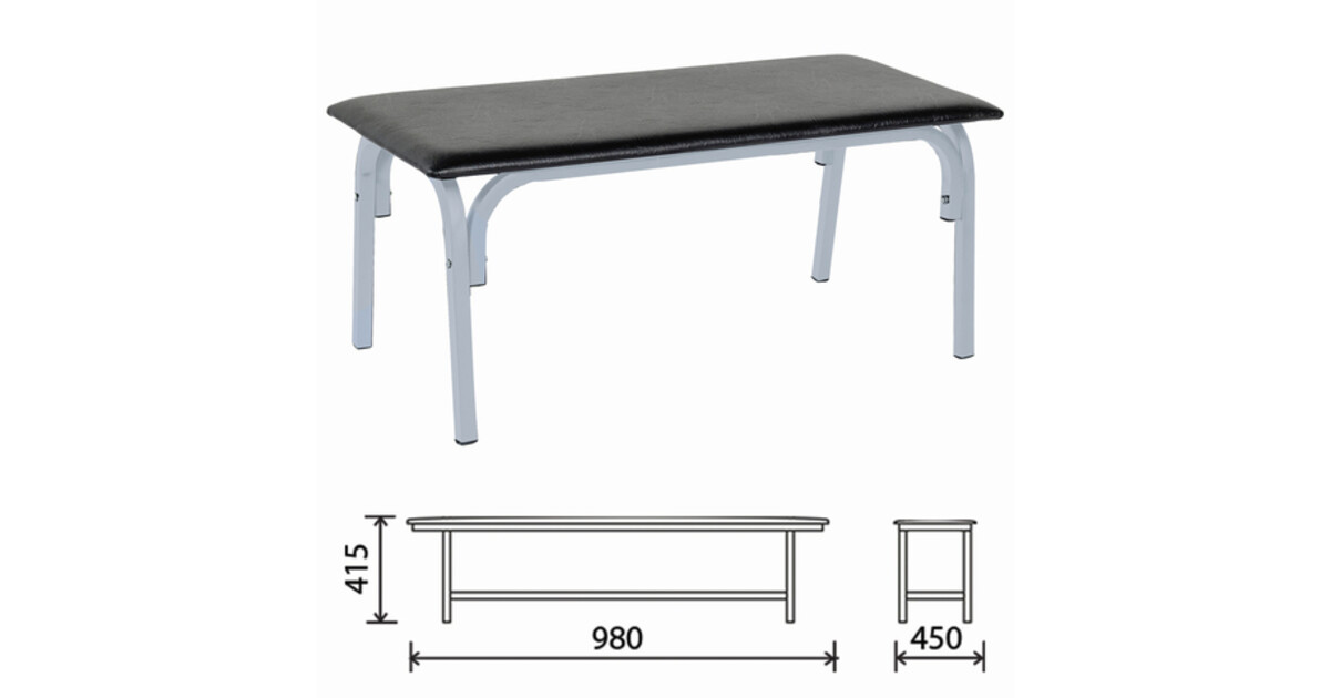 Банкетка без спинки берта 1700х430х475 мм усиленная черный каркас кожзаменитель черный разборная
