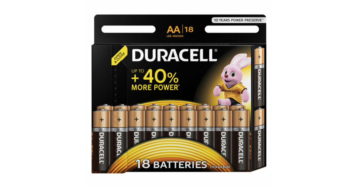 Батарейки DURACELL Basic, AA (LR06, 15А), алкалиновые, КОМПЛЕКТ 18 шт., в б...