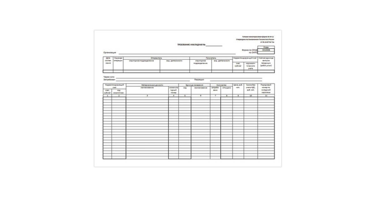 Форма требования. Требование-накладная форма м-11. Накладная форма м11. М11 Товарная накладная. Форма n м-11 