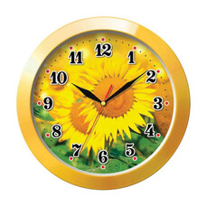 Часы настенные TROYKA 11150154, круг, с рисунком "Подсолнухи", желтая рамка, 29х29х3,5 см
