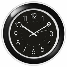 Часы настенные TROYKATIME (TROYKA) 122201202, круг, черные, черная рамка, 30х30х3,8см