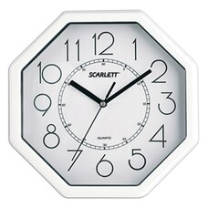 Часы настенные SCARLETT SC-16D восьмигранник, белые, белая рамка, плавный ход, 26,1x26,1х4,2 см, SC - 16D