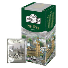 Чай AHMAD (Ахмад) "Earl Grey", черный, с бергамотом, 25 пакетиков с ярлычками по 2 г, 969-1