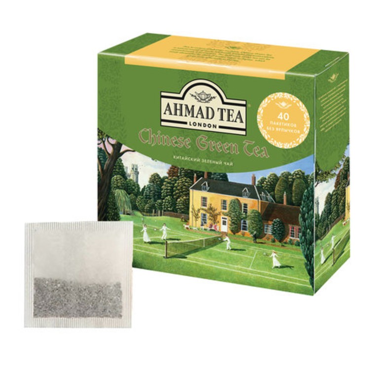 Чай зеленый берет. Ахмад 40 пакетиков. Ahmad Tea Chinese Green Tea пакетики. Чай Ахмад Kew в пакетиках. Чай “Ahmad Tea”, чай зеленый «китайский», пакетики с ярлычками, 100х1,8г.