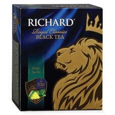 Чай RICHARD (Ричард) "King's Tea №1" ("Кингс Ти"), черный, ароматизированный, 100 пакетиков по 2 г, 610302