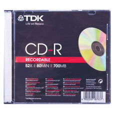 Диск CD-R TDK, 700 Mb, 52x, Slim Case, TE-ARTS-2390-2