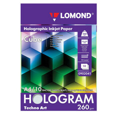 Дизайн-бумага LOMOND с голографическими эффектами ("куб"), А4, 260 г/м2, 10 листов, односторонняя, 0902041