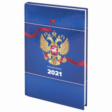Ежедневник датированный 2021 (145х215 мм), А5, STAFF, ламинированная обложка, "Россия", 111822