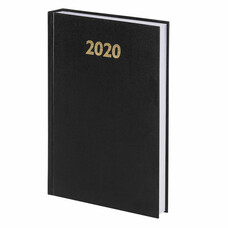 Ежедневник датированный 2020 А5, твердая обложка бумвинил, черный, 145х215мм, BRAUBERG, 110909