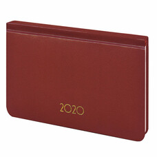 Еженедельник датированный 2020 А6, BRAUBERG "Select", кожа классик, красный, 95х155 мм, 129668