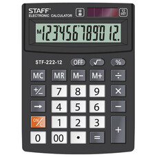 Калькулятор STAFF PLUS настольный STF-222, 12 разрядов, двойное питание, 138x103 мм