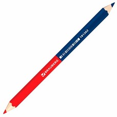 Карандаш двухцветный, красно-синий, утолщённый, BRAUBERG, заточенный, грифель 4,0 мм