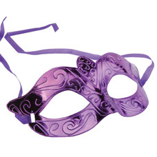 Маска карнавальная "Блестящая фиолетовая", 15,5х9х7,5 см, ПВХ, с атласной лентой, 78202