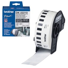 Картридж для принтеров этикеток BROTHER DK22210, 29 мм х 30,48 м, черный шрифт, белый фон, бумажная