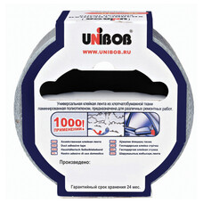 Клейкая лента хозяйственная 48 мм х 10 м, UNIBOB, для 1000 применений, основая-х/б ткань, подвес, 44264