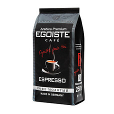 Кофе молотый EGOISTE "Espresso", натуральный, 250 г, 100% арабика, вакуумная упаковка, 10228