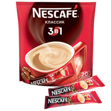 Кофе растворимый NESCAFE "3 в 1 Классик", 20 пакетиков по 16 г (упаковка 320 г), 12235512