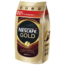 Кофе молотый в растворимом NESCAFE (Нескафе) "Gold", сублимированный, 900 г, мягкая упаковка, 12232003