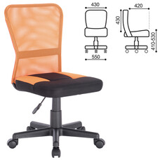 Кресло оператора BRABIX "Smart MG-313", без подлокотников, комбинированное, черное/оранжевое