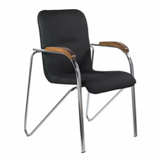 Кресло для приемных и переговорных BRABIX "Samba CF-103", хром, орех (D-8), к/з черный, собрано, 532756