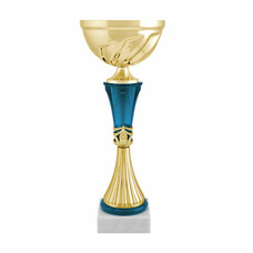 Кубок металлический "Авдей" (100х100х310 мм), основание мрамор, "золото", стем синий, 8760-310-105