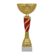 Кубок металлический "Янита" (100х100х270 мм), основание мрамор, "золото", стем красный, 8410-270-002