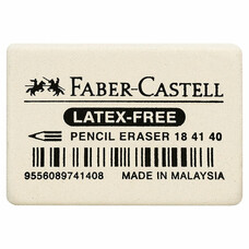 Резинка стирательная FABER-CASTELL "Latex-Free", прямоугольная, 37x25x7 мм, белая, 184140
