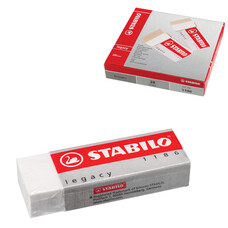 Резинка стирательная STABILO, прямоугольная, 62х22х11 мм, белая, в картонном держателе, 1186/20