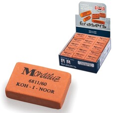Резинка стирательная KOH-I-NOOR "Mondeluz", прямоугольная, 31х21х7 мм, оранжевая, картонный дисплей, 6811060003KDRU