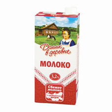 Молоко ДОМИК В ДЕРЕВНЕ, жирность 3,2%, ультрапастеризованное, картонная упаковка, 950 г