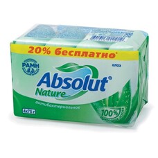 Мыло туалетное 300 г, ABSOLUT (Абсолют), комплект 4 шт. х 75 г, "Алоэ", антибактериальное, 6065