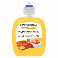 Мыло-крем жидкое 500 мл ЗОЛОТОЙ ИДЕАЛ "Мед и молоко", дозатор, 606787
