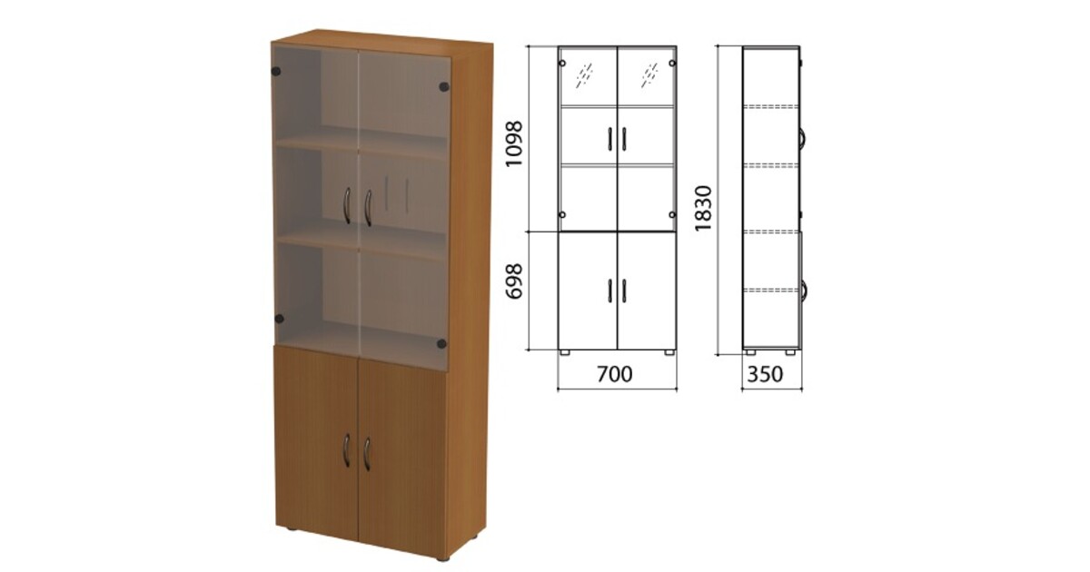 Шкаф закрытый со стеклом канц