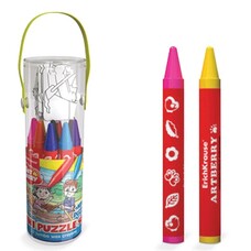 Набор для творчества ERICH KRAUSE "Artberry": 12 утолщенных восковых карандашей + 3 пазла, пластиковый тубус с ручкой, 34811