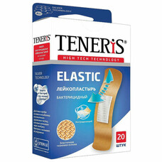 Набор пластырей 20 шт. TENERIS ELASTIC, бактерицидный с ионами серебра, тканевая основа, 0208-005