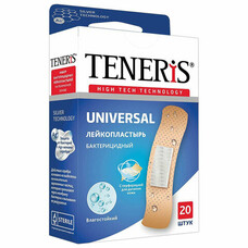 Набор пластырей 20 шт. TENERIS UNIVERSAL, бактерицидный с ионами серебра, полимерная основа, 0208-006