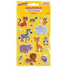 Наклейки зефирные "Сафари", 10х15 см, ЮНЛАНДИЯ, 661802