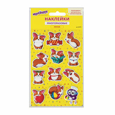 Наклейки зефирные "Корги", 10х15 см, ЮНЛАНДИЯ, 661791