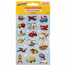 Наклейки зефирные "Транспорт", 10х15 см, ЮНЛАНДИЯ, 661783