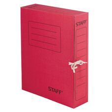 Папка для бумаг с завязками STAFF, микрогофрокартон, 75 мм, до 700 листов, красная, 128872