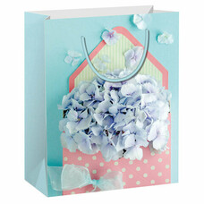 Пакет подарочный 11,4x6,4x14,6см ЗОЛОТАЯ СКАЗКА "Summer Flowers", глиттер, голубой, 608246