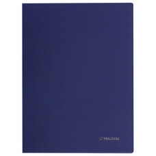 Папка с боковым металлическим прижимом и внутренним карманом BRAUBERG "Диагональ", темно-синяя, до 100 листов, 0,6 мм, 221357