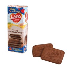 Печенье ЛЮБЯТОВО "Шоколадное", сахарное, 335 г, в спайке, 24035