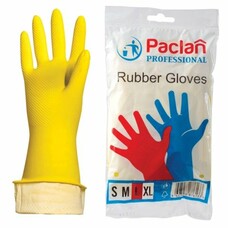 Перчатки хозяйственные резиновые PACLAN "Professional", с х/б напылением, размер L (большой), желтые