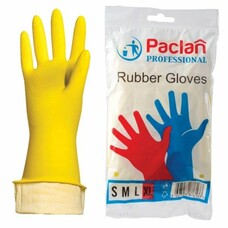 Перчатки хозяйственные резиновые PACLAN "Professional", с х/б напылением, размер XL (очень большой), желтые