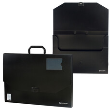 Портфель пластиковый BRAUBERG портфолио, А3, 445х310х30 мм, без отделений, черный, 226023