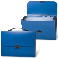 Портфель пластиковый BRAUBERG "Energy", А4, 256х330 мм, 6 отделений, синий, 222572