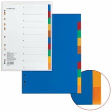 Разделитель пластиковый ERICH KRAUSE "Divider colored" для папок А4, по цветам, 10 цветов, с оглавлением, 2715
