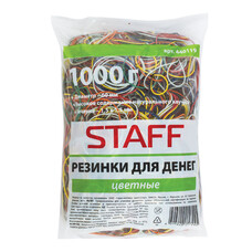 Резинки для денег STAFF, 1000 г, цветные, натуральный каучук, 440119